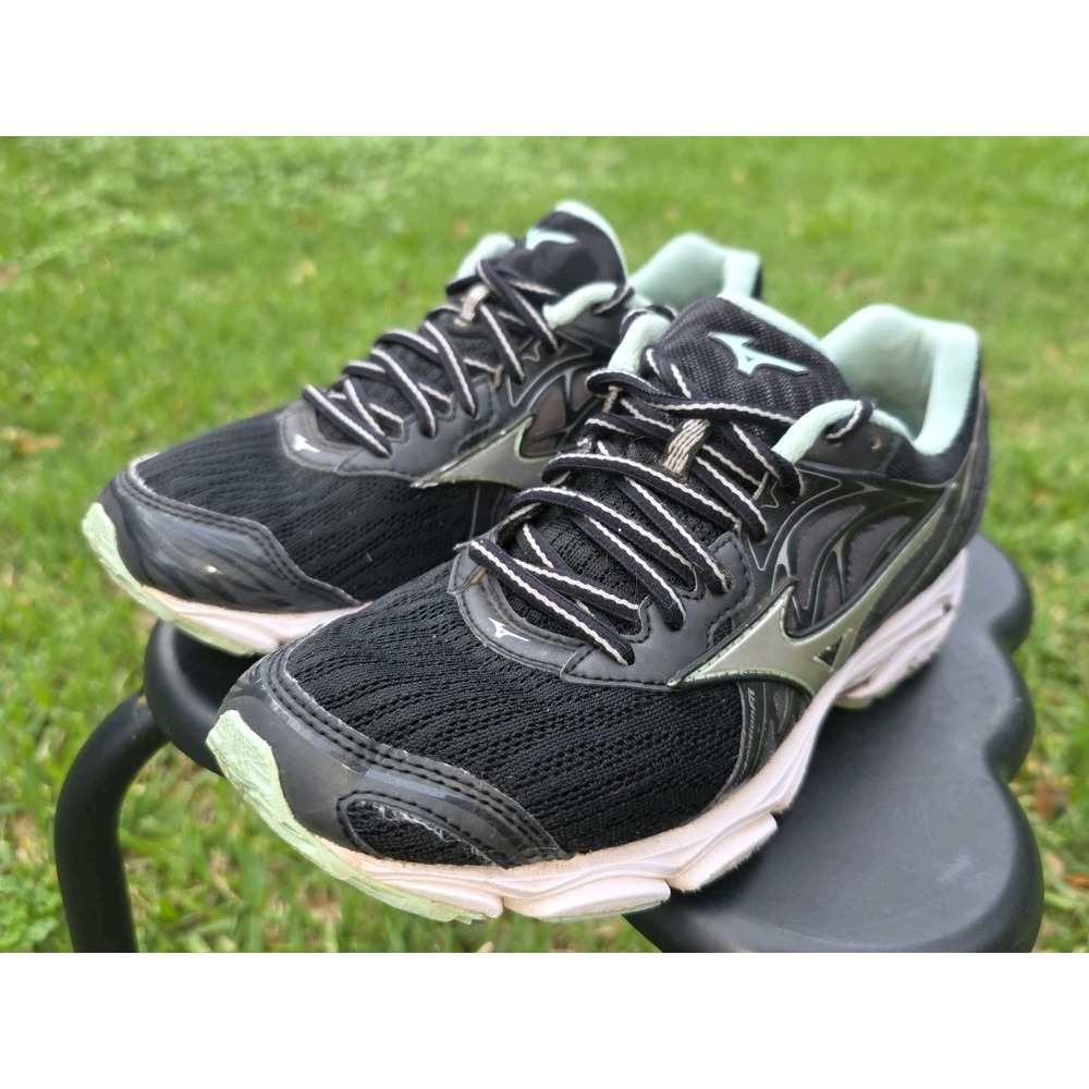 Mizuno Wave Inspire 18 Womens Running Shoes Black Mint Green J1GD184401